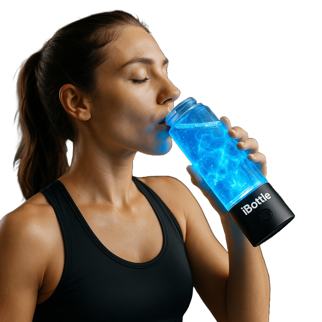 girl drinking ibottle hydrogen water bottle